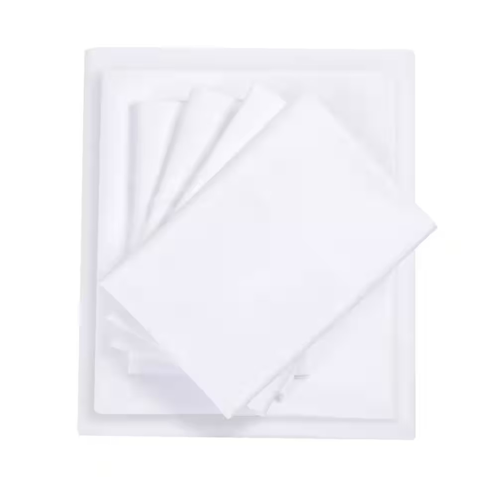 6-Piece White Microfiber Full Sheet Set with Side Storage Pockets Free Shipping