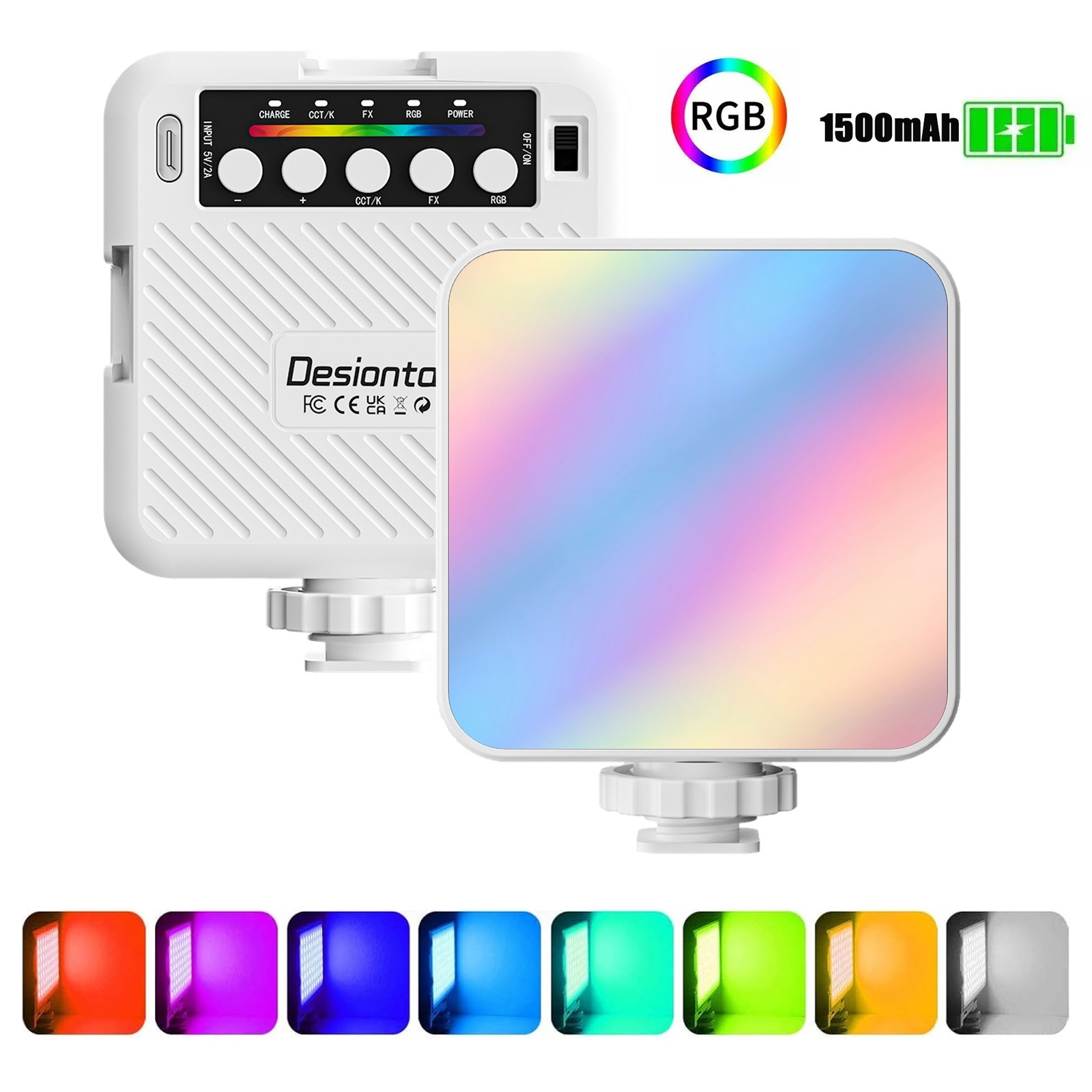 RGB On-Camera Bi-Color LED Pocket Video Light 2500 to 9000K with Shoe Mount US