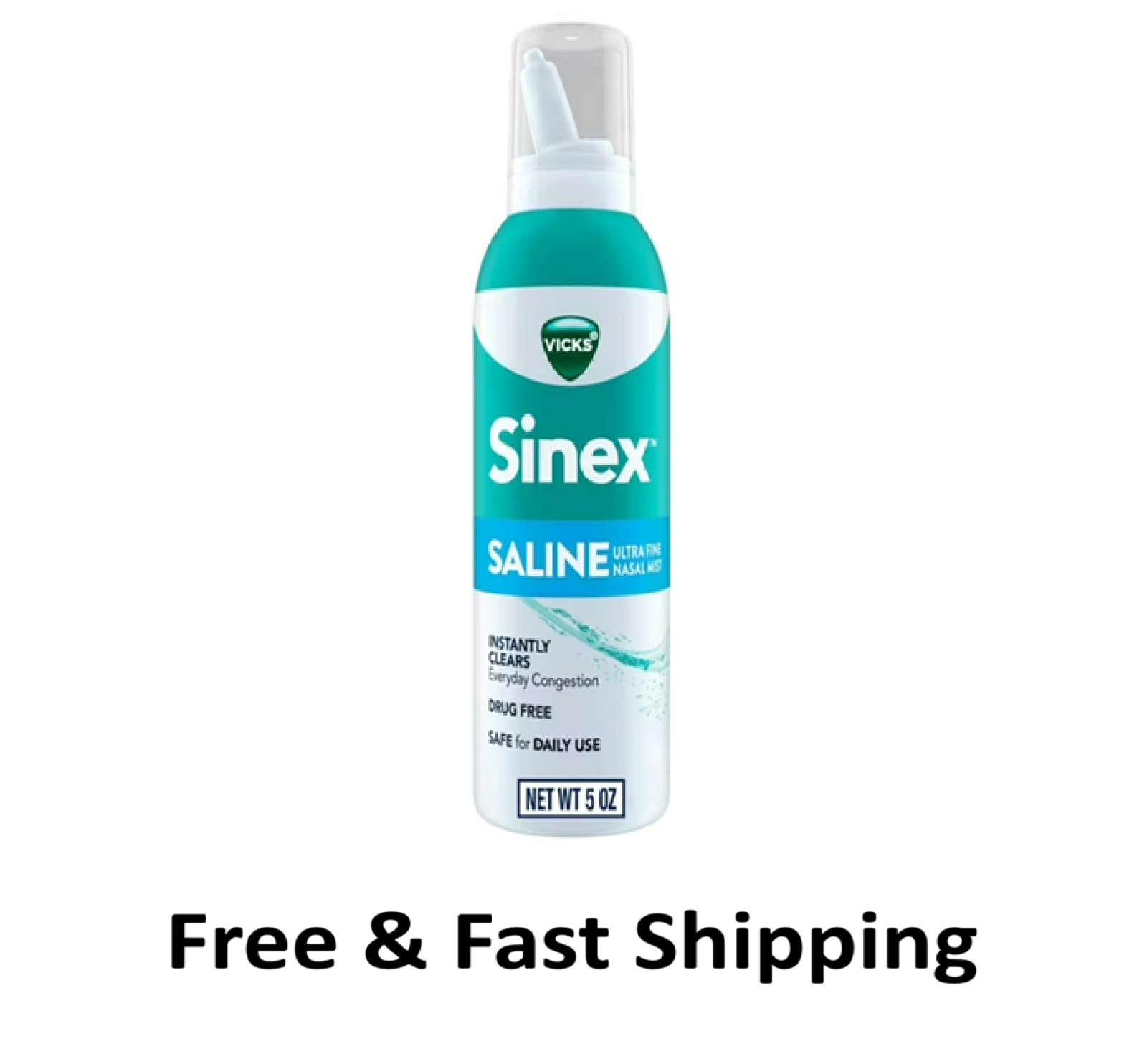 Vicks Sinex Saline Nasal Spray, Nasal Decongestant for Sinus Relief, 5 oz