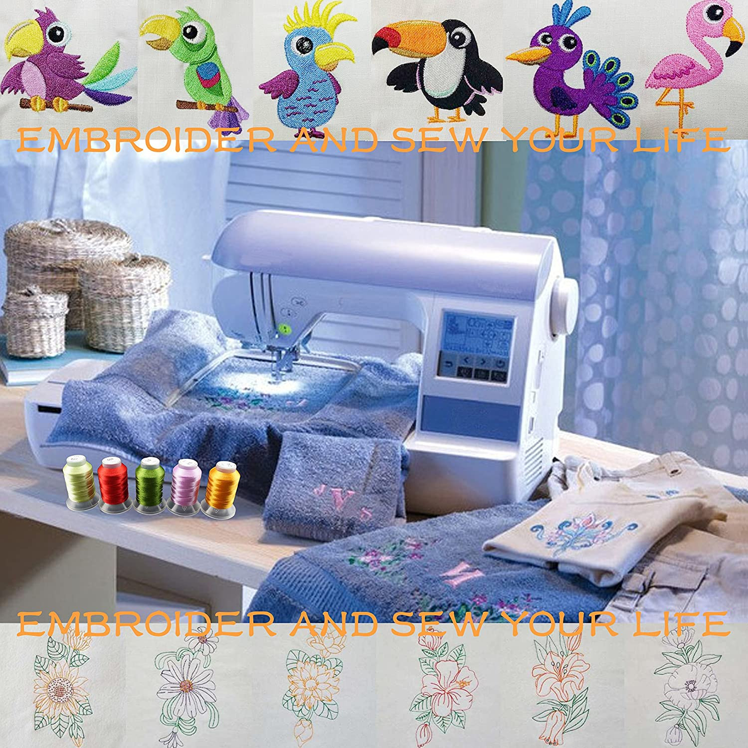New brothread 40 Colors Compatible with Brother Polyester Embroidery Machine Thr