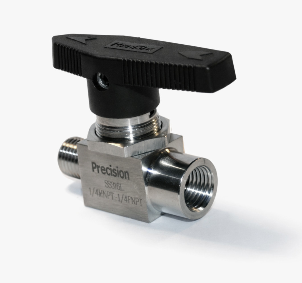 1/4 NPT 316ss Inline 2-Way Ball Valve Precision Valves SS-4M4F
