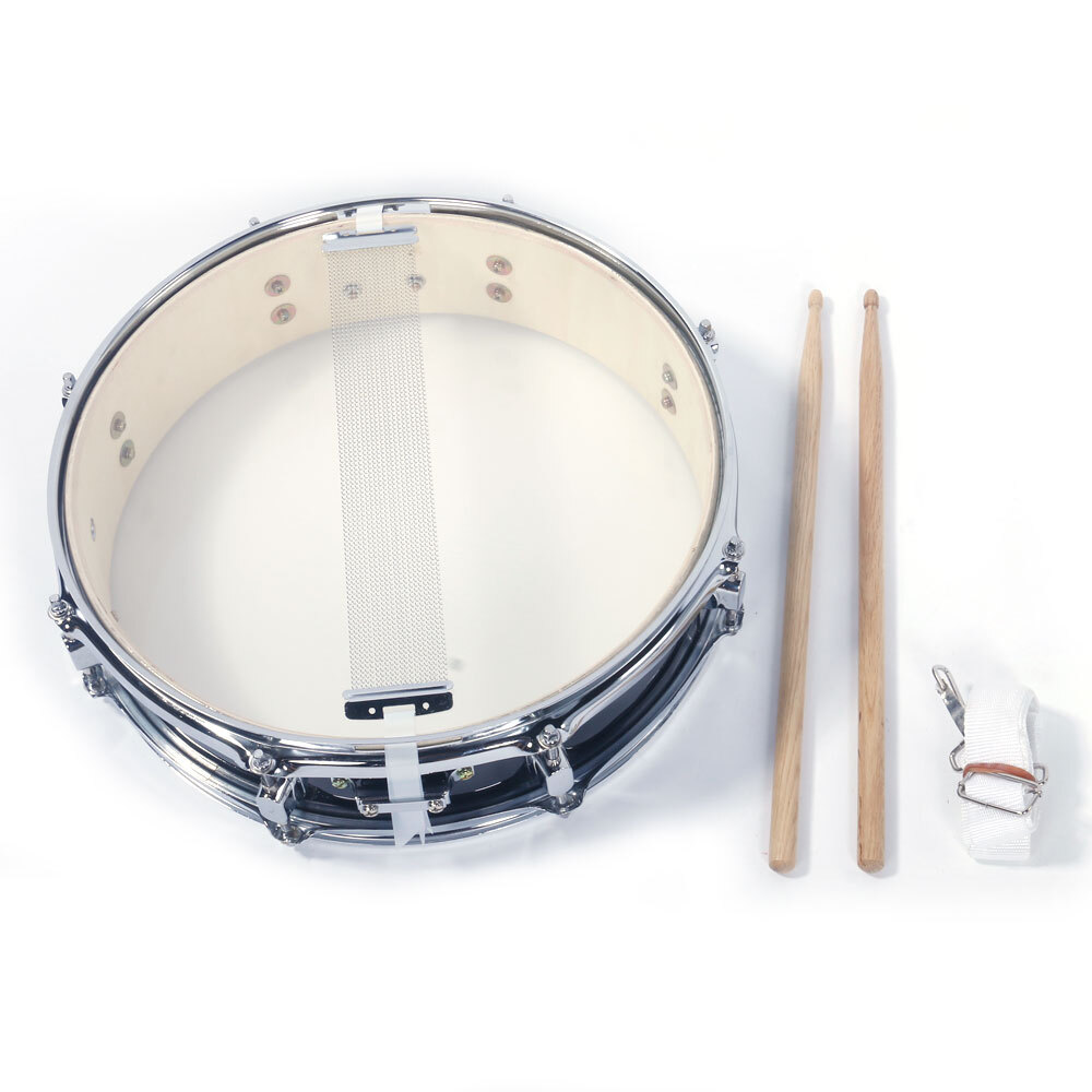 Fashion 13x3.5 Inch Professional Snare Drum Drumsticks Drum Key Strap Set Black