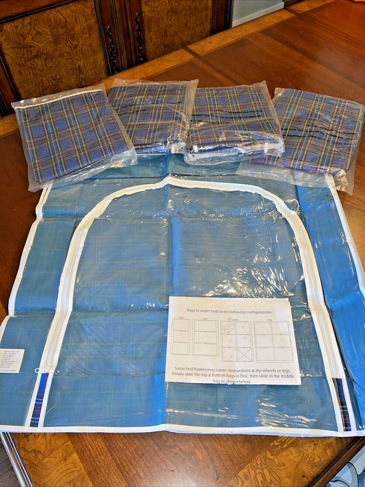 NOS 5 Under Bed Storage Bags Organizer Zip Hampton Direct 6.5" DEEP X 25" SQUARE