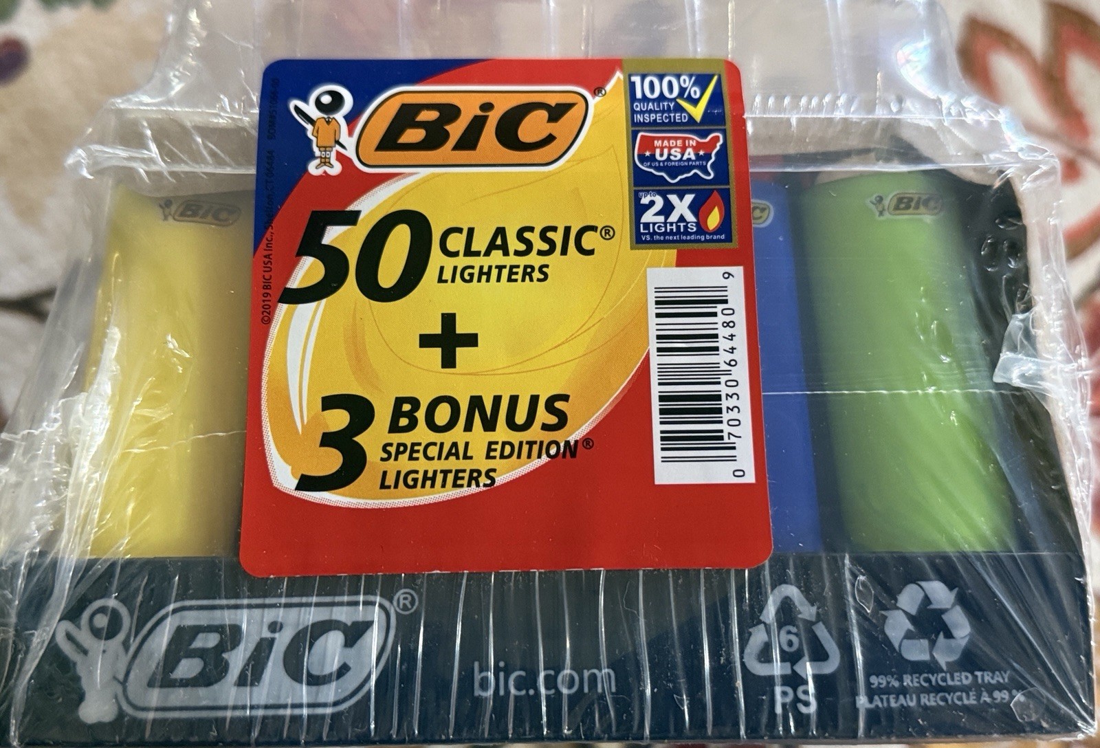 BIC Classic Lighters - Assorted Colors, 50-Count plus 3 . Authentic