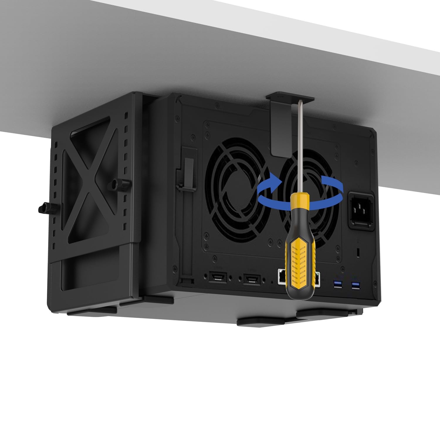 Adjustable Under Desk PC or NAS Mount Bracket Holder，Compatible with Desktop ...