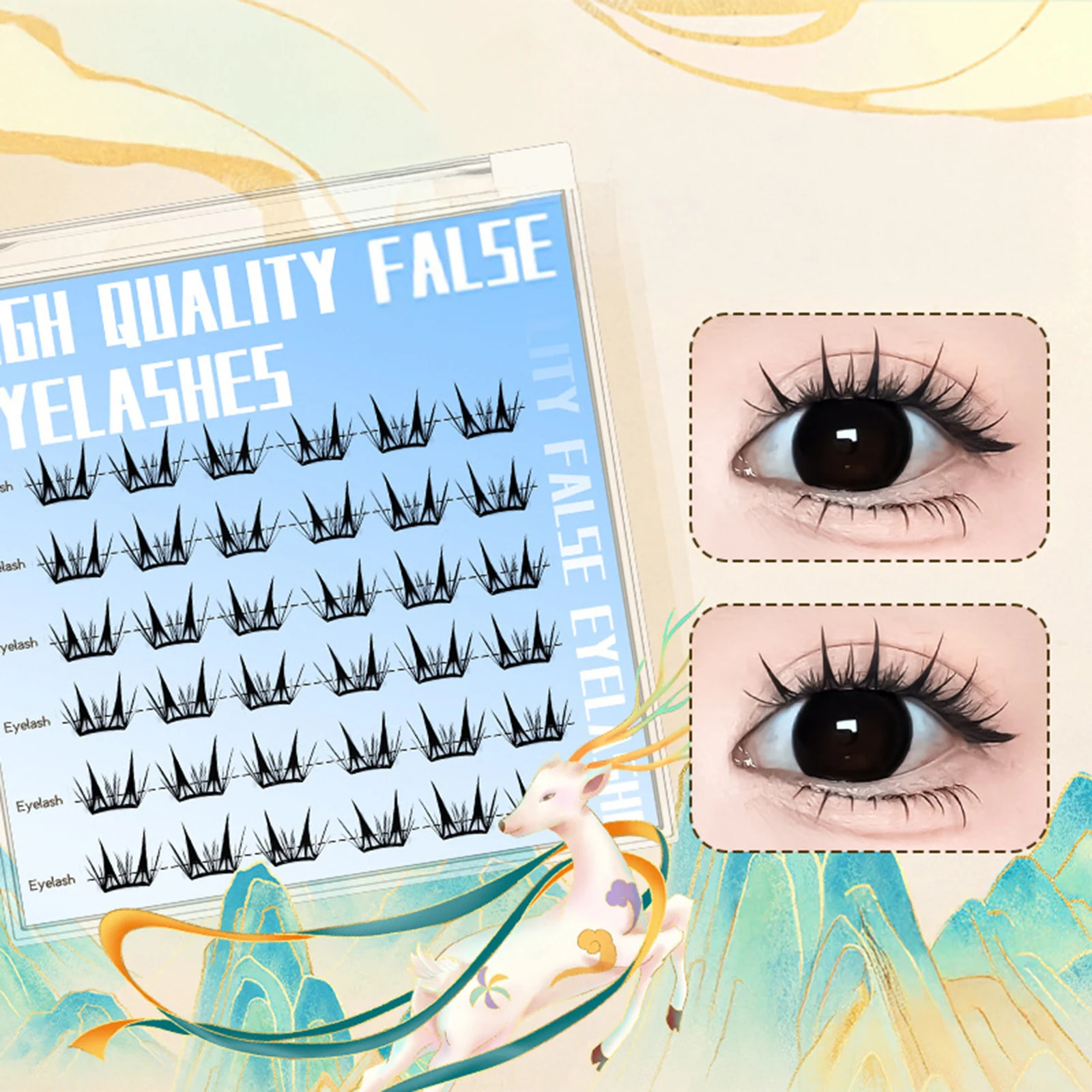 1box C Curl Individual Eyelashes Natural Fluffy Anime Lash Clusters Women's Grou