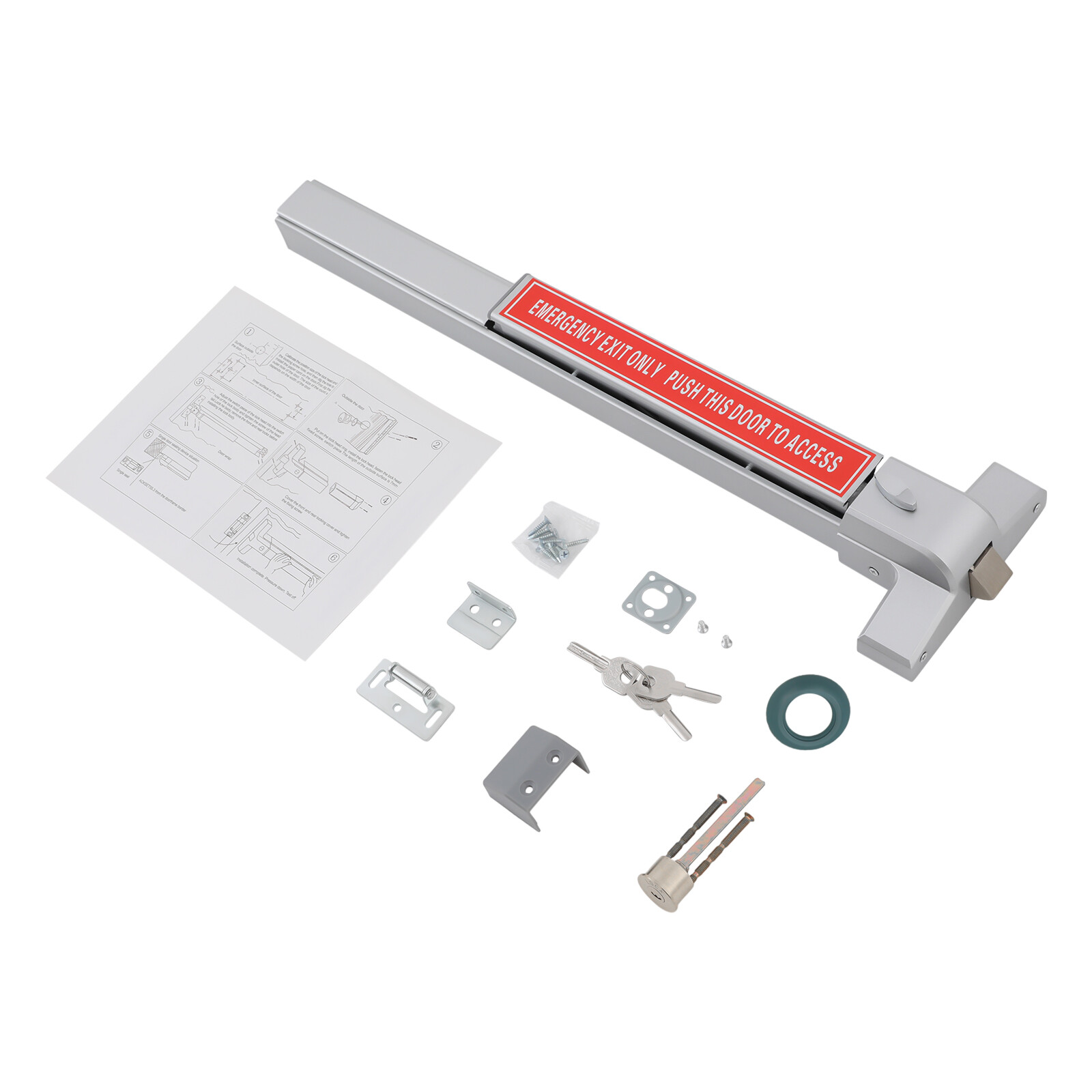 Door Push Bar Hardware Panic Exit Device Latch Emergency For 30"-36" Single Door