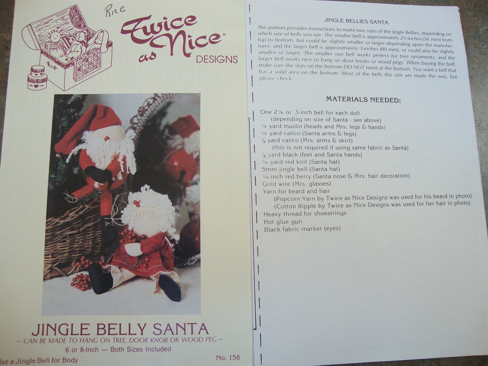 JINGLE BELLY SANTA Christmas Stuffed Figure SEW PATTERN 6 - 8" tall