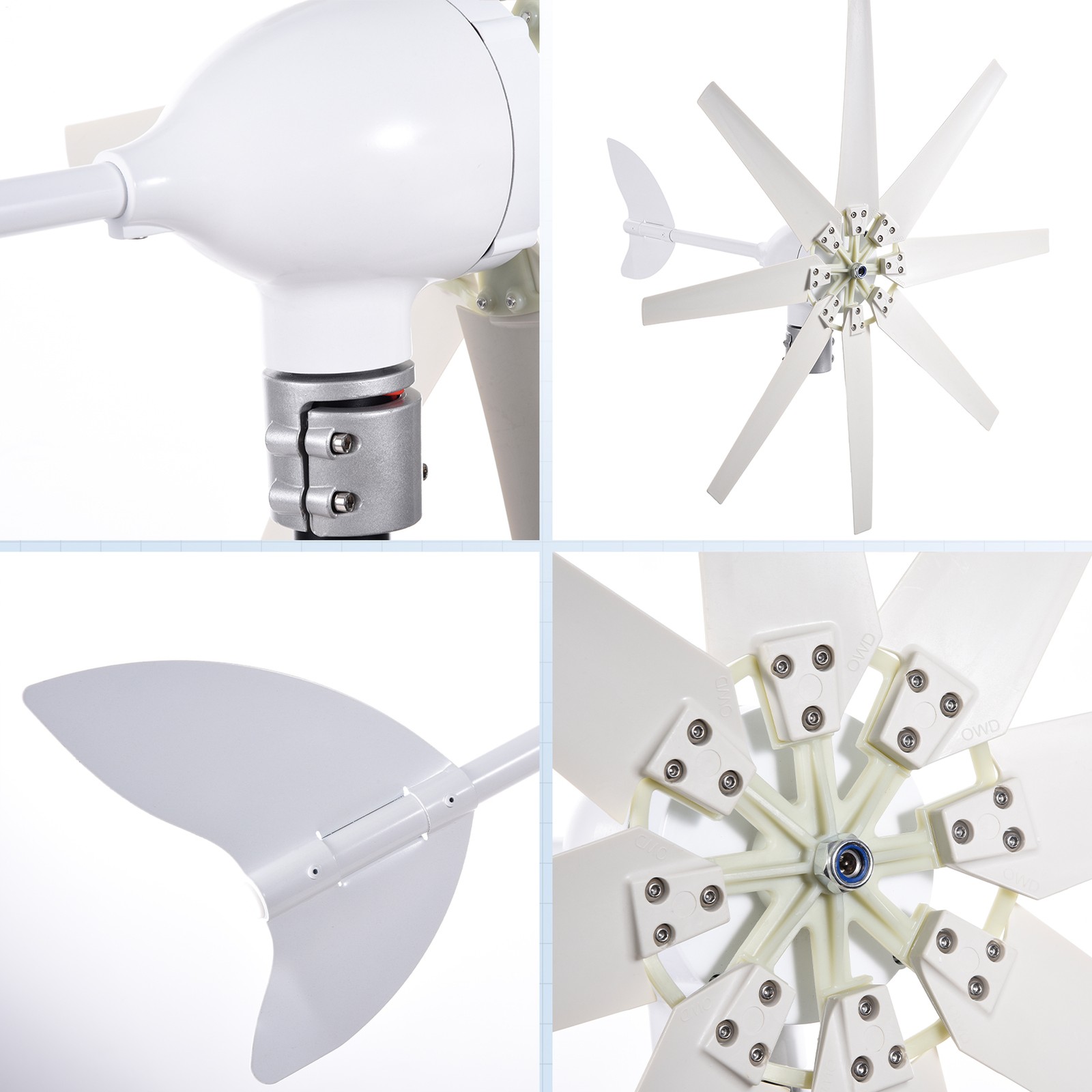 1200W Wind Turbine Generator 24V 8-Blade Wind Turbine Kit