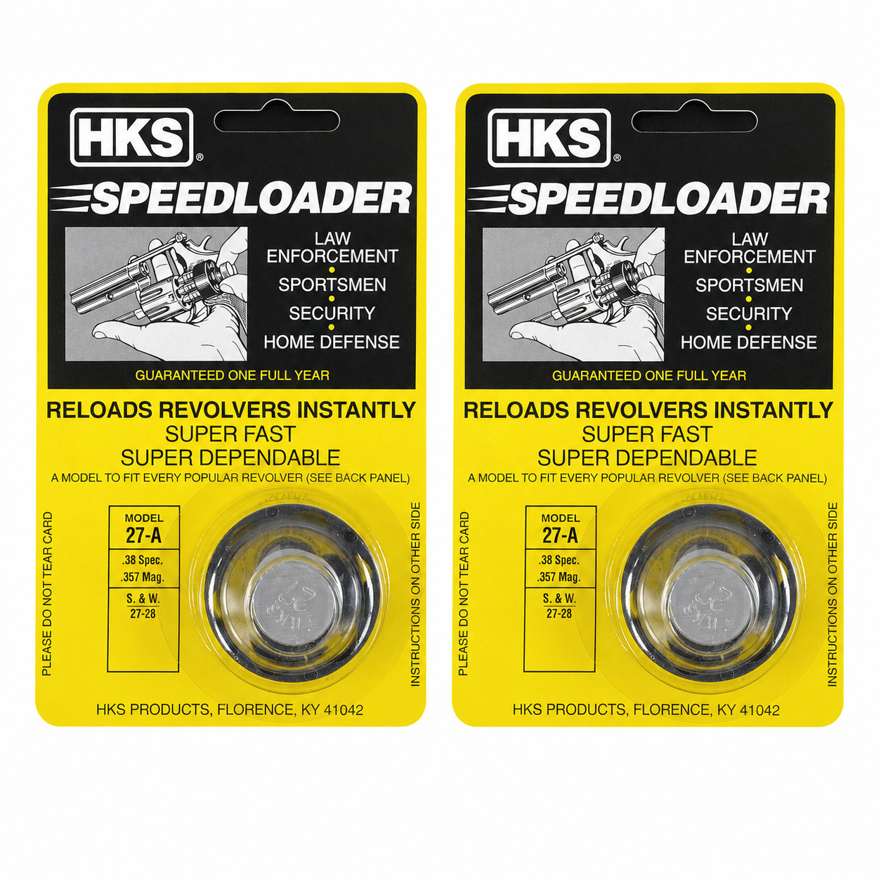 2 Pack HKS Speedloader .38 Special .357 Mag 6 Round S&W 27 28 N Frame Black 27-A