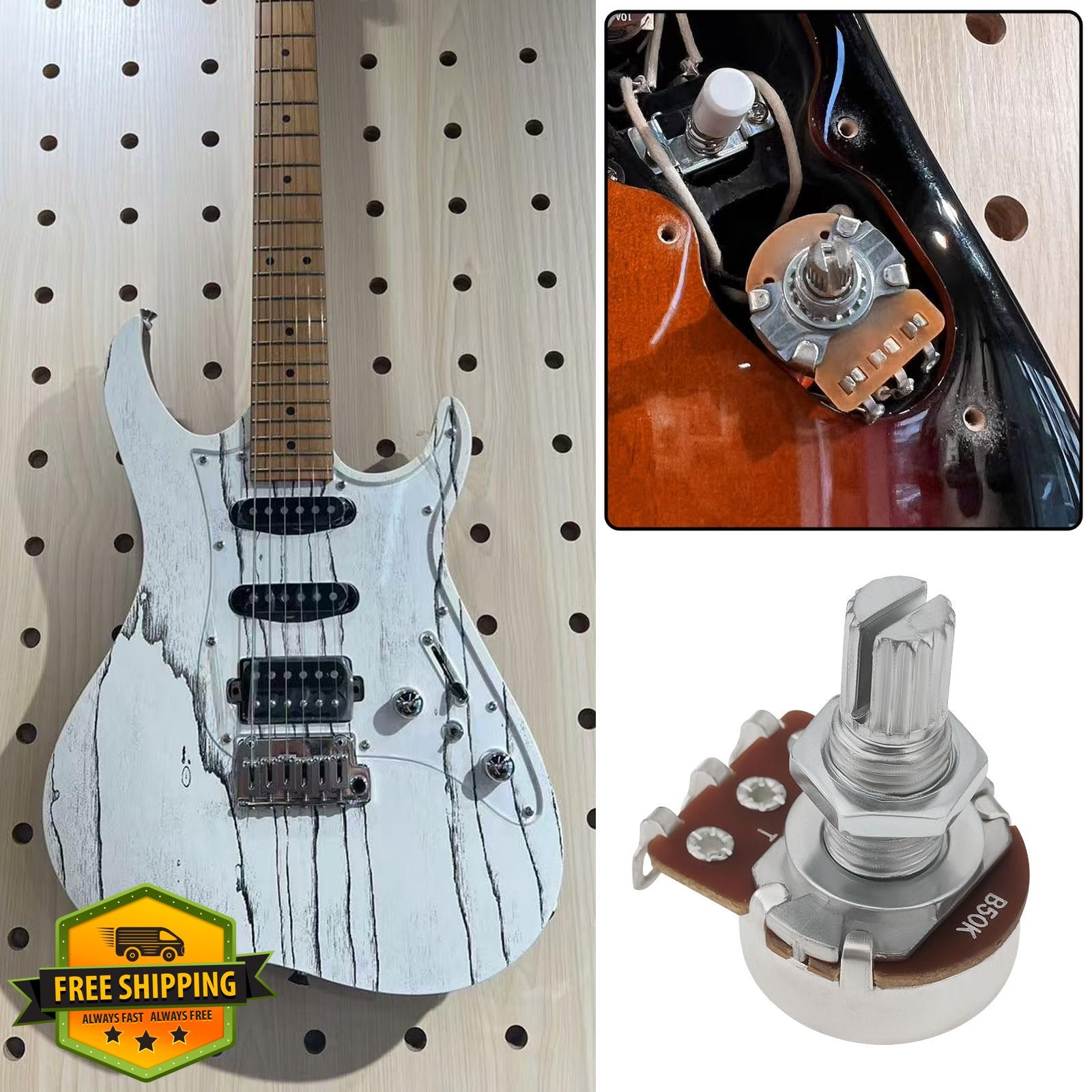 Create idea Guitar Knobs B50K Linear Split Shaft 4 Pcs