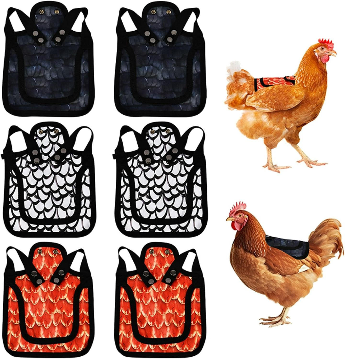 6Pcs Chicken Saddles for Hens, Adjustable Chicken Back & Side Saddles