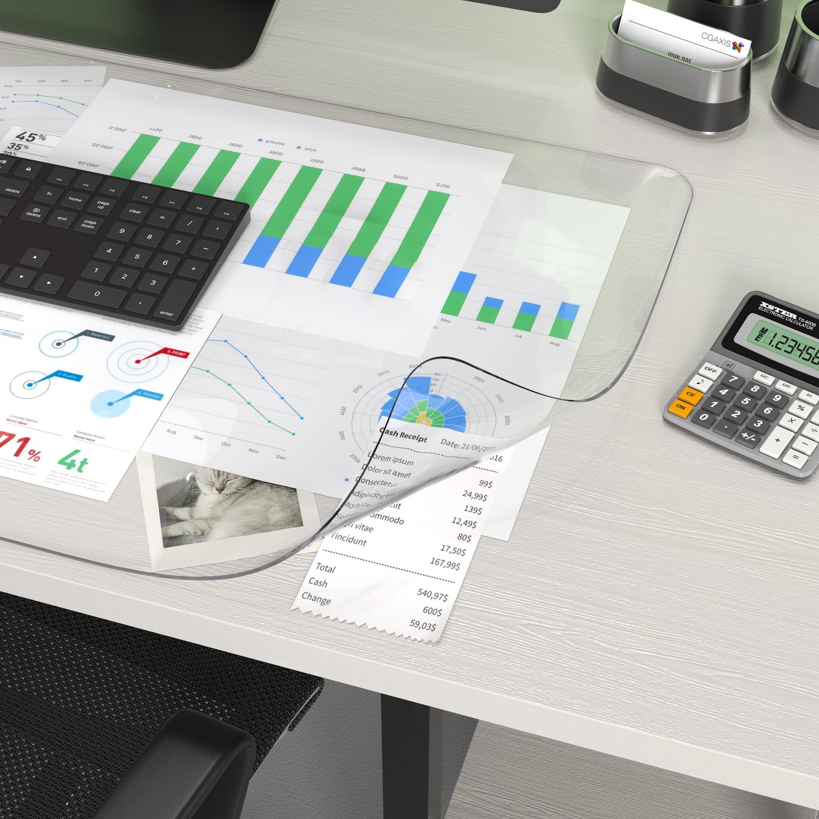 Oterri Clear Writing Desk Pad, 23.6’’x13.7” Heat 23.6’’x13.7”,
