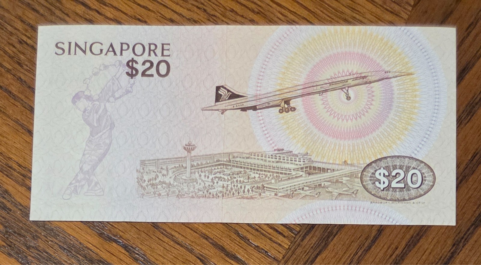 Singapore 20 dollars 1979. AUNC banknote.