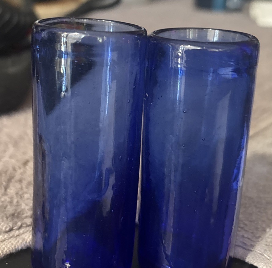 Hand Blown Cobalt Blue Shot Glasses 3.5 Tall