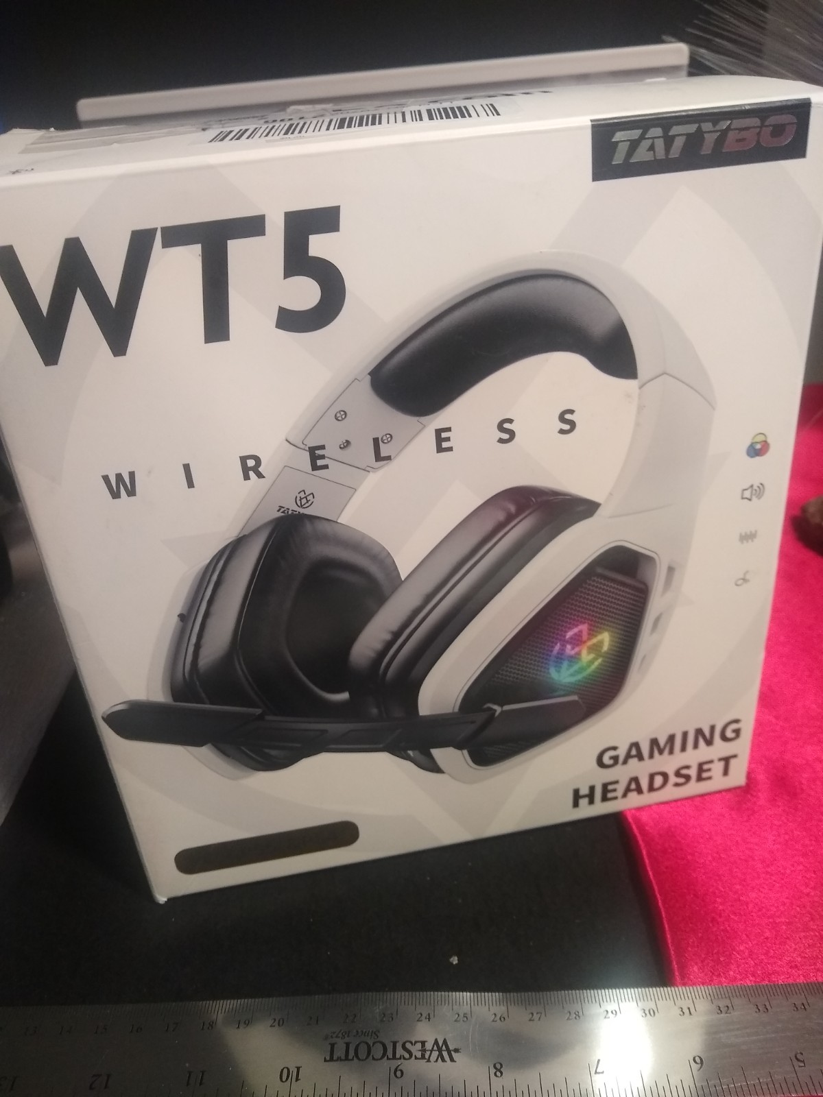 Wireless Gaming Headset White/Black Over Ear Tatybo WT5 Headset Only No Cables