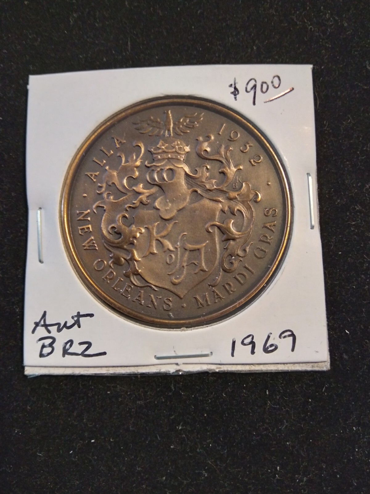 1969 Alla Antique Bronze Doubloon - Mardi Gras