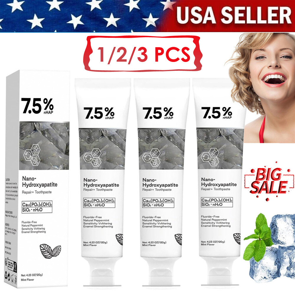 1-3X 7.5% Hap Nano-Hydroxyapatite Toothpaste for Sensitive Teeth-Deep Clean 120g