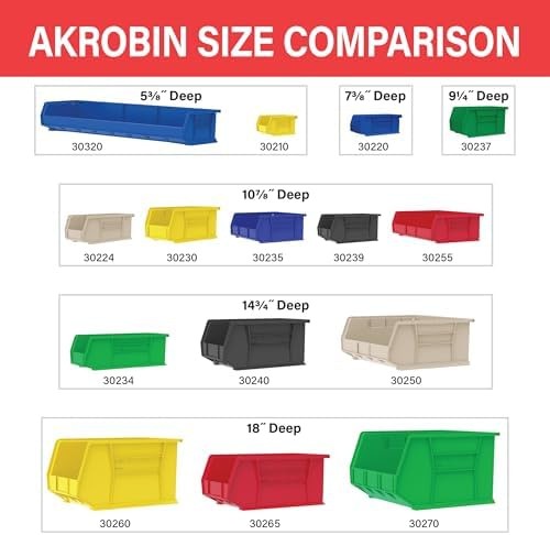 Akro-Mils 30235 AkroBins Plastic Storage Bins, Space-Saving Stackable Bins fo...