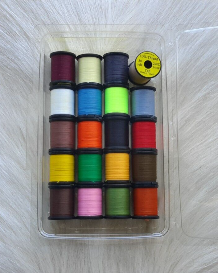 Fly Tying Thread. Uni- thread (20 Spool Combo) Size 3/0 50 yard spools, .