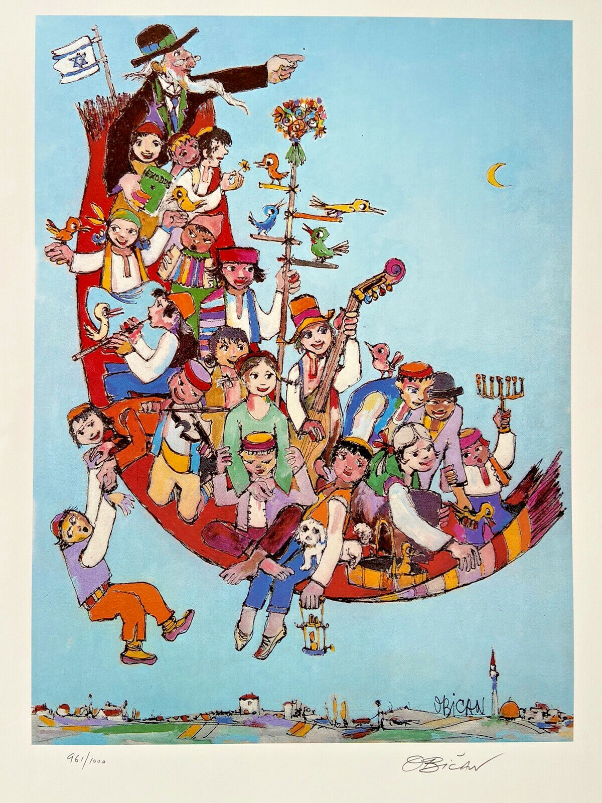 JOVAN OBICAN, YEMINITE EXODUS, HAND-SIGNED LIMITED-EDITION  18x24 LITHOGRAPH COA