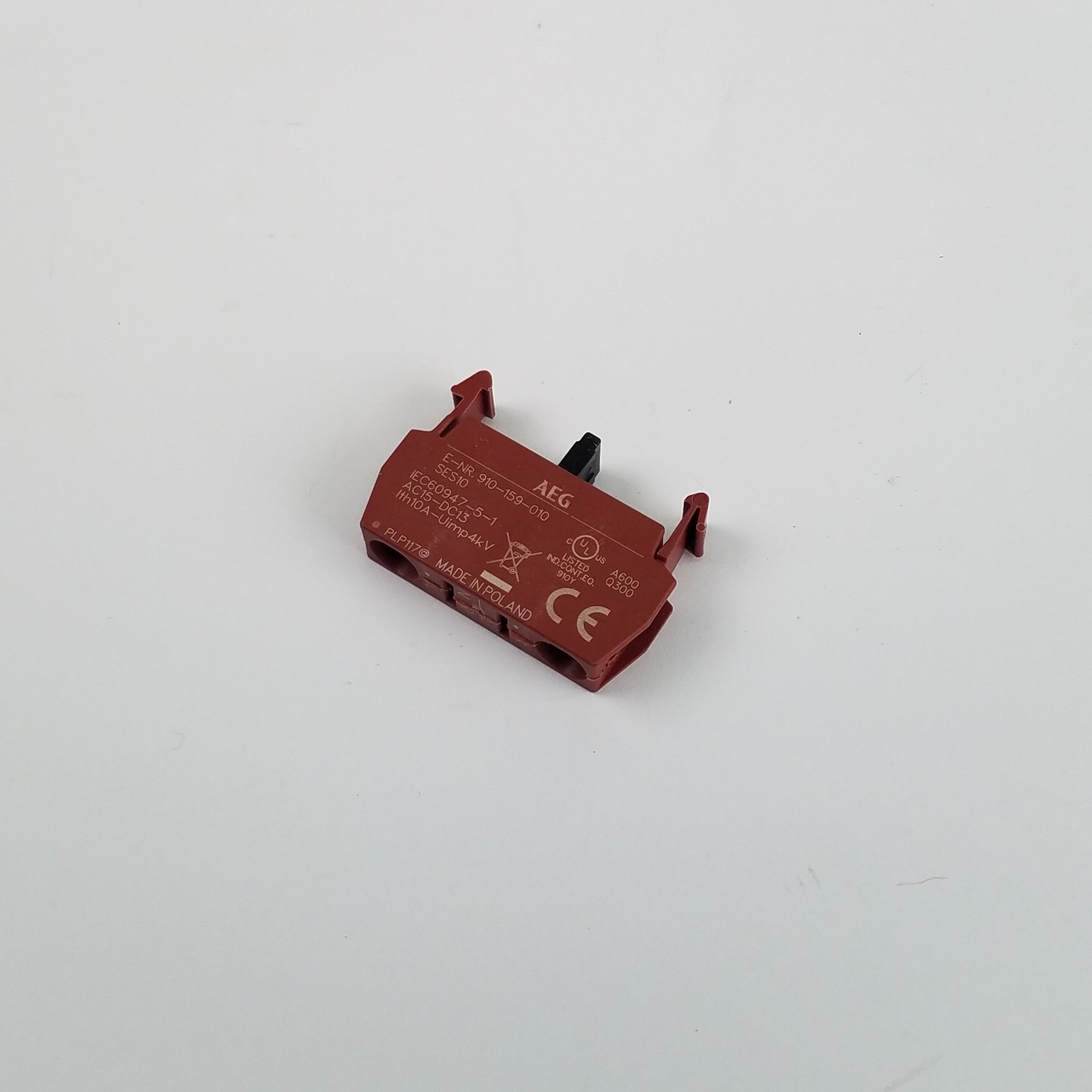 AEG SES10 Contact Block, 910-159-010, Normally Open, AC15-DC13, 10 Amps, 4kV