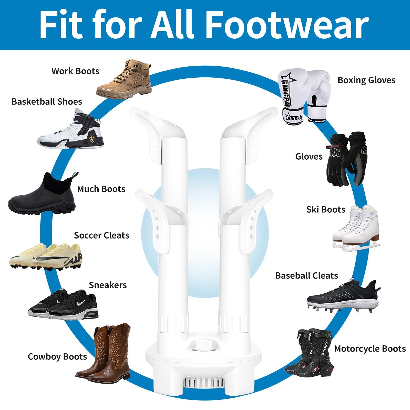 LAVIEAIR Boot Dryer, Shoe Dryer and Glove Dryer with Timer and Fan, White