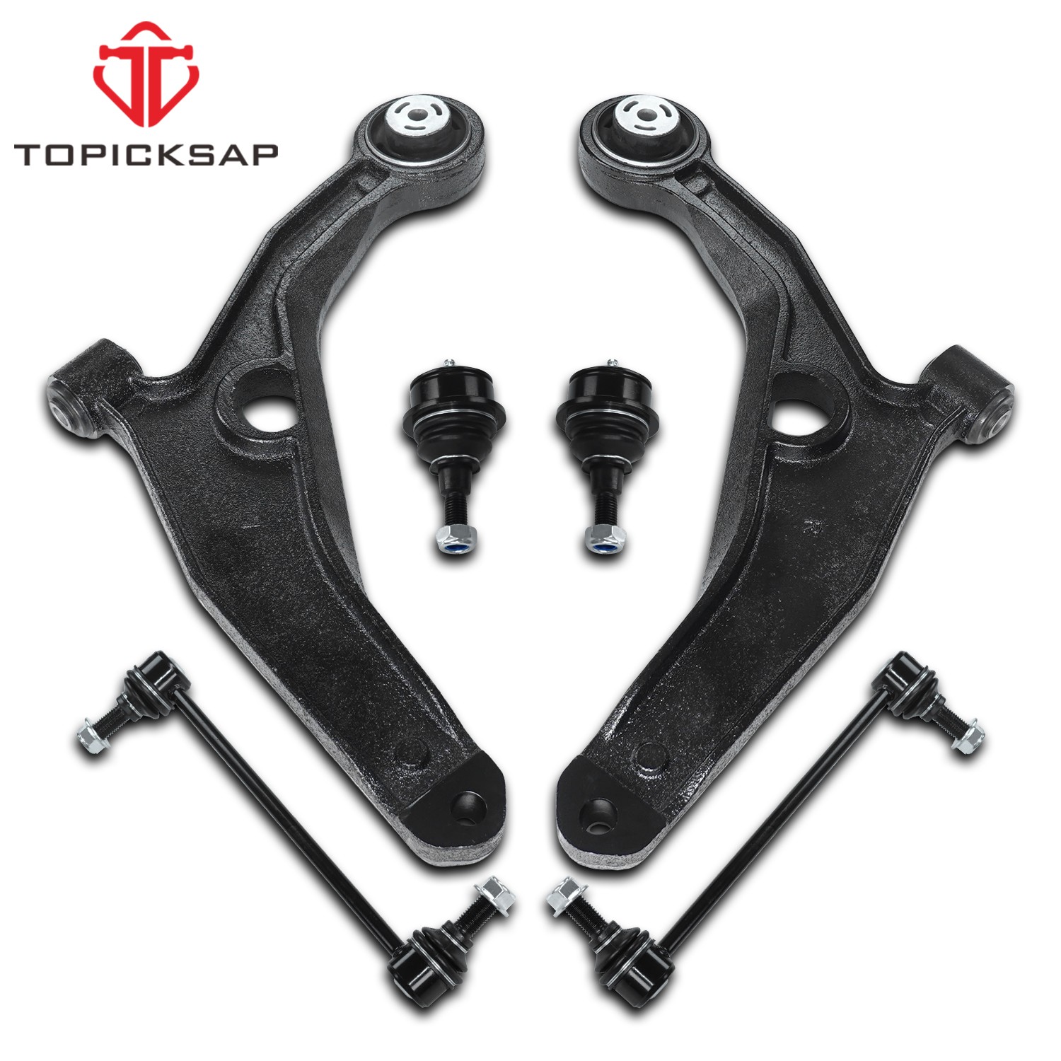 6Pcs Front Lower Control Arm Kit With Sway Bar Links for 2009-2020 Dodge Journey