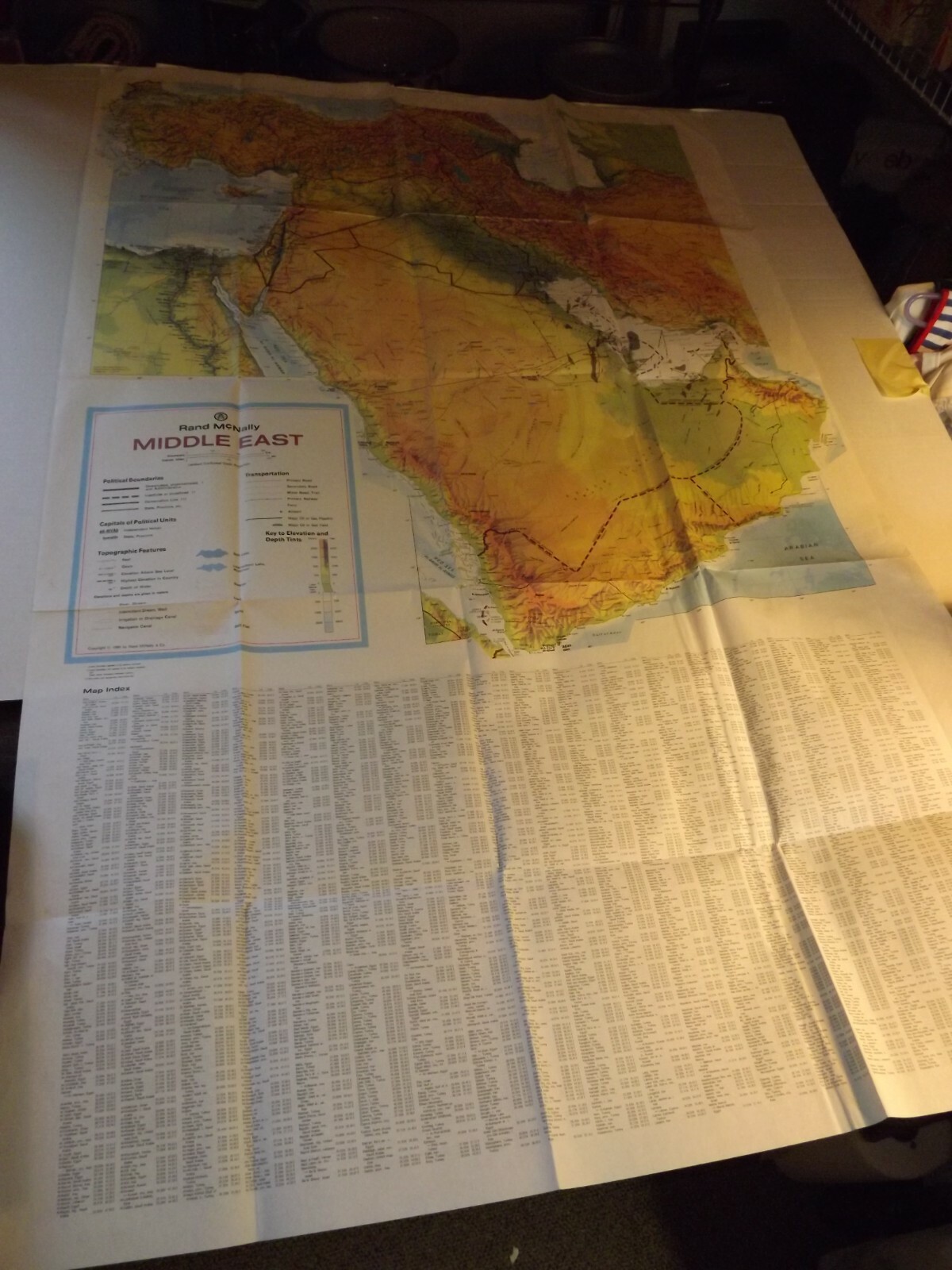 1990 Rand McNally Map of the Middle East 34"x52"