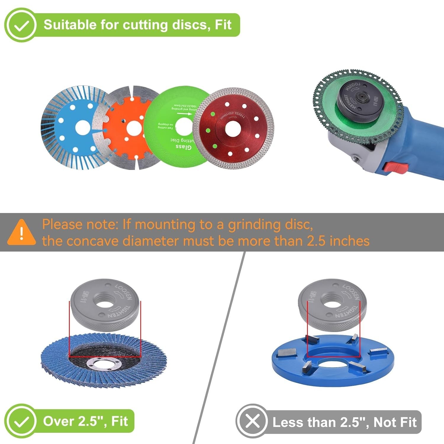 5/8-11 Thread Angle Grinder Flange Nut No Wrench Required,Grinder Nut for 4.5...