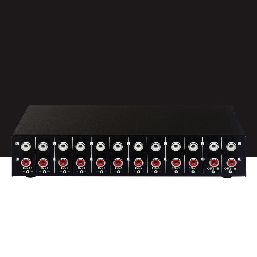 B059 Audio Switcher RCA Selector 10 IN 2 OUT Lossless Bidirectional Switching