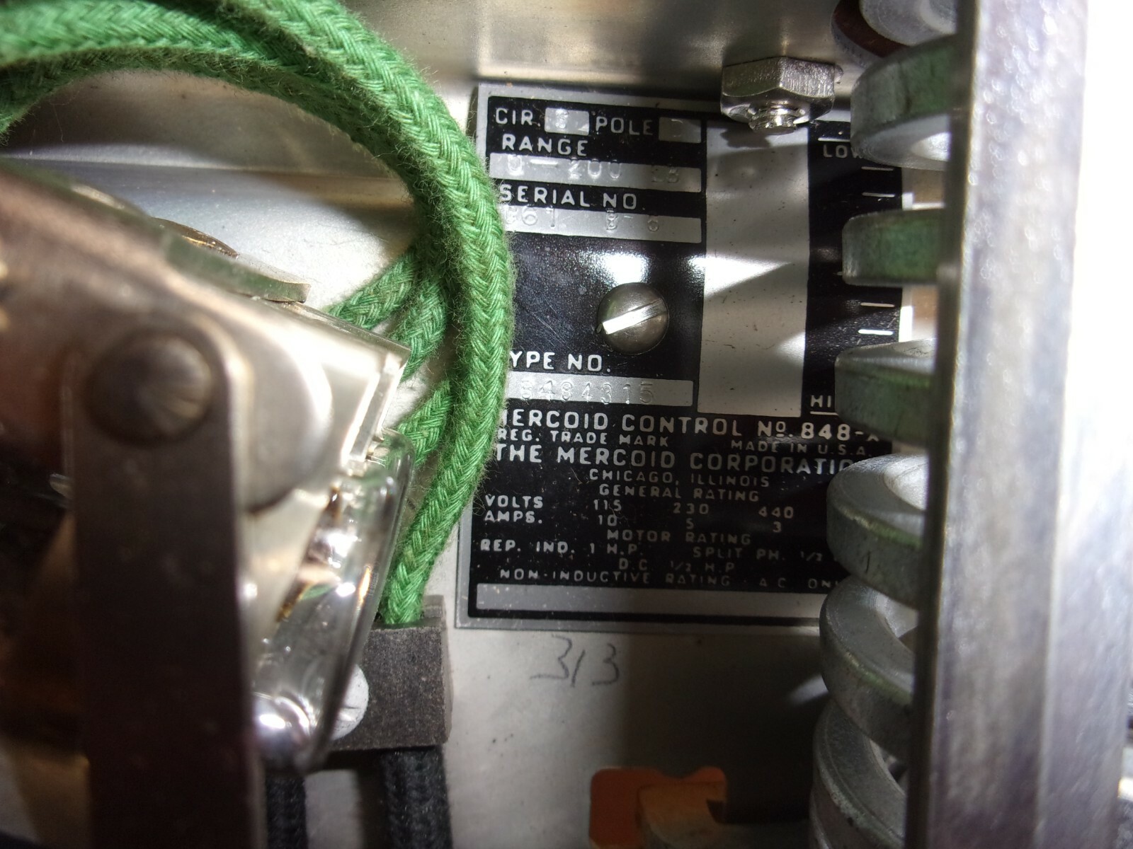Mercoid Control Type 8484315 Pressure Switch