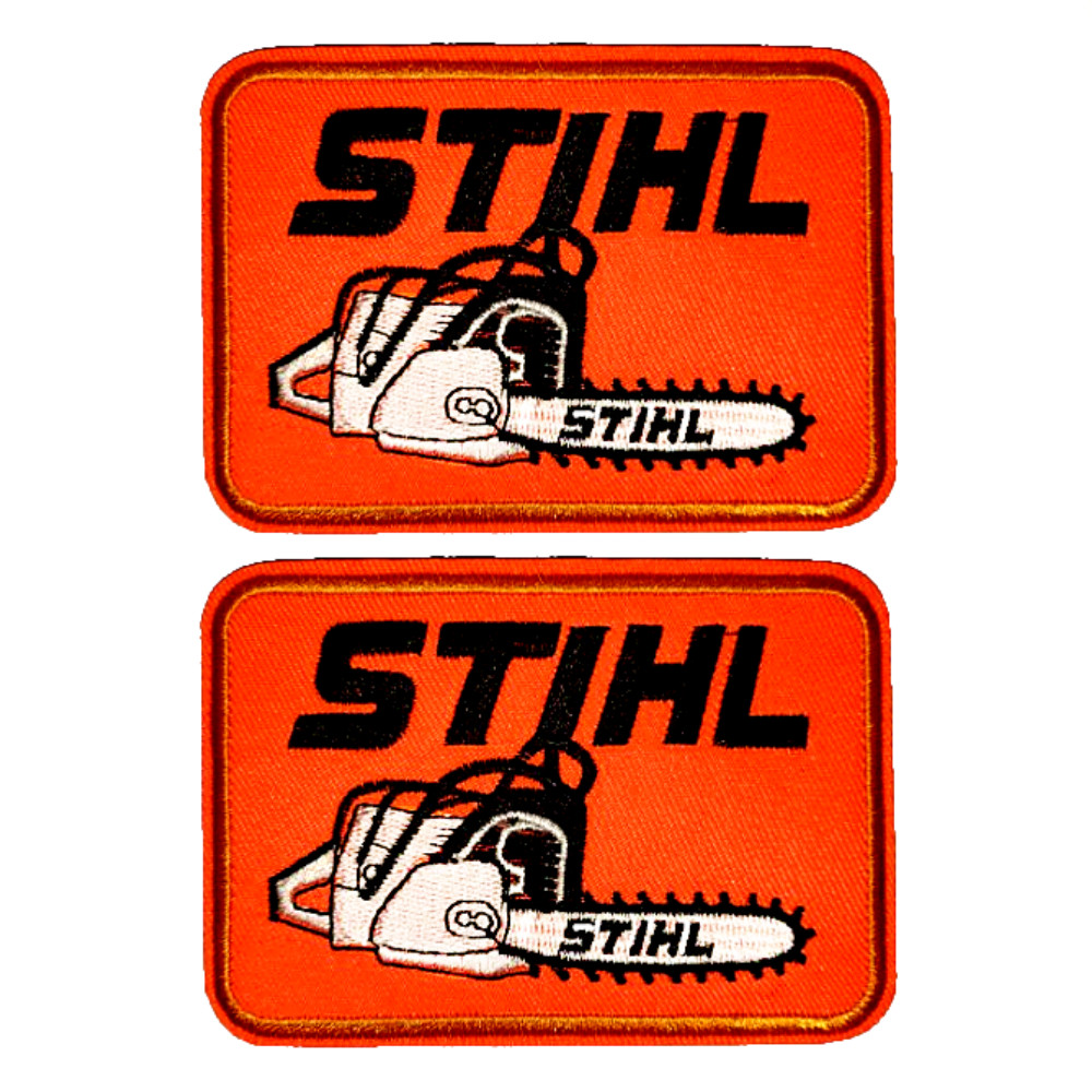 2 Stihl chainsaw-tools embroidered  patches 2.5" X 3.75"
