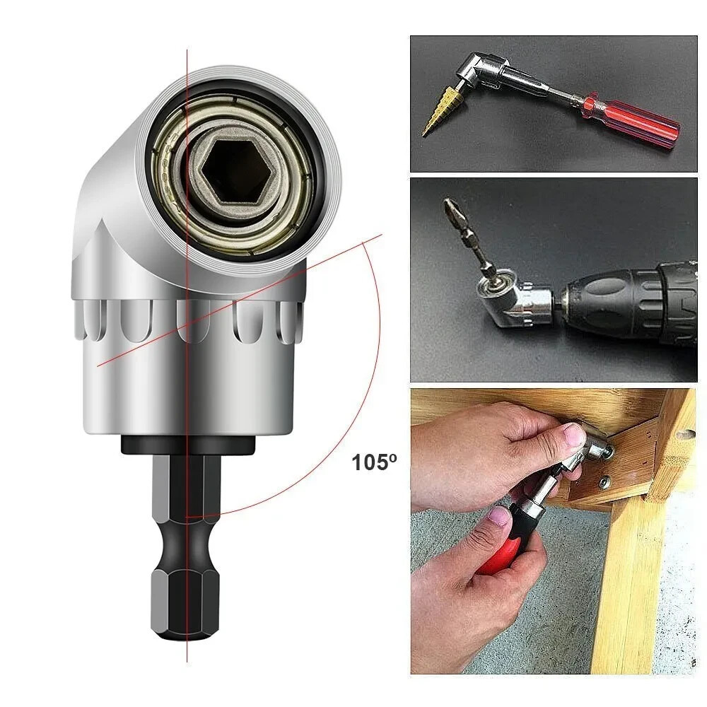 105° Angle Hex Drill Bit Extension - 1/4" Screwdriver Socket Holder Adapter