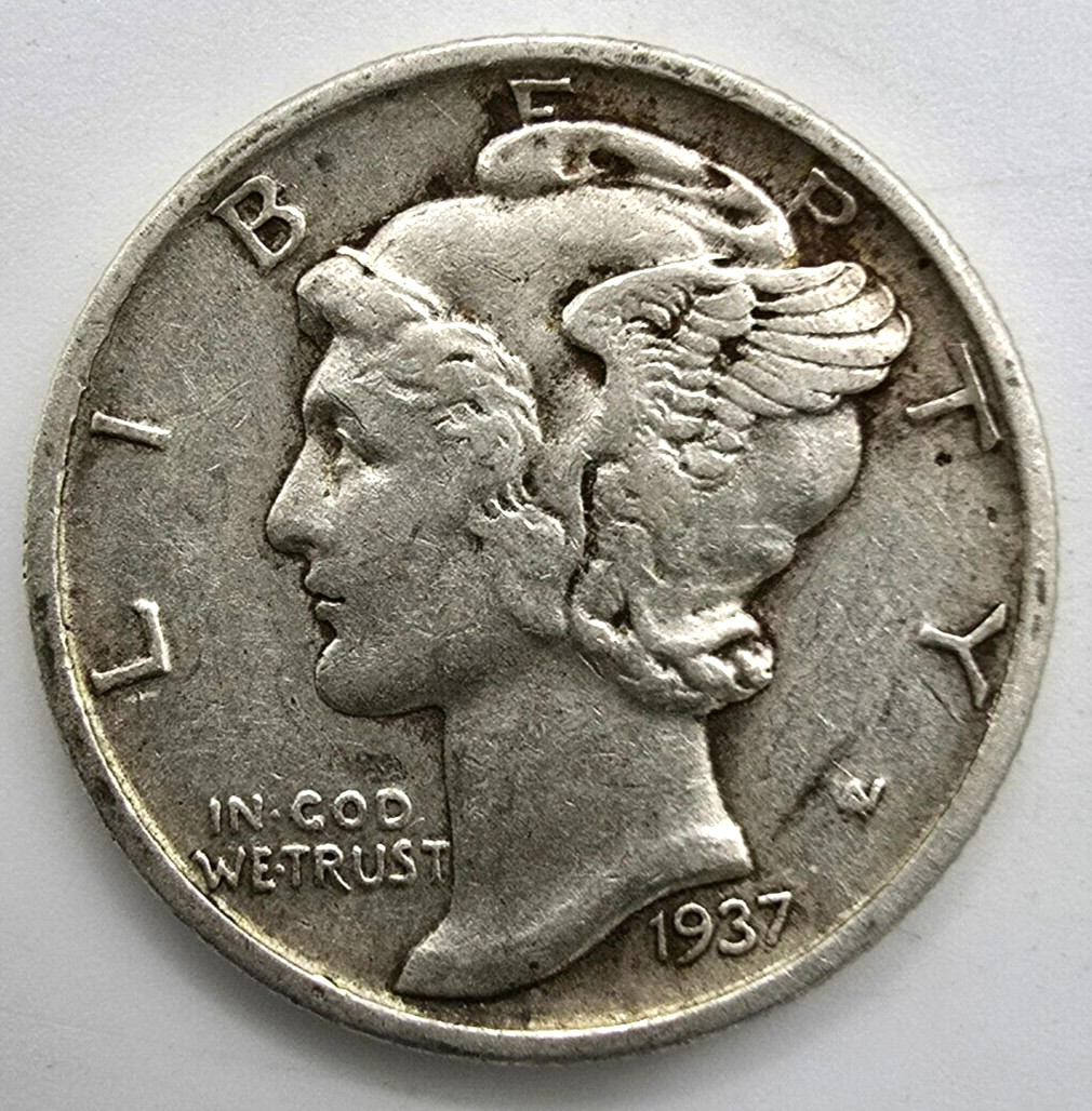 1937 S Mercury Dime DDO 001 FS 101 AU 90% Silver Mint Variety Cherry Double Die