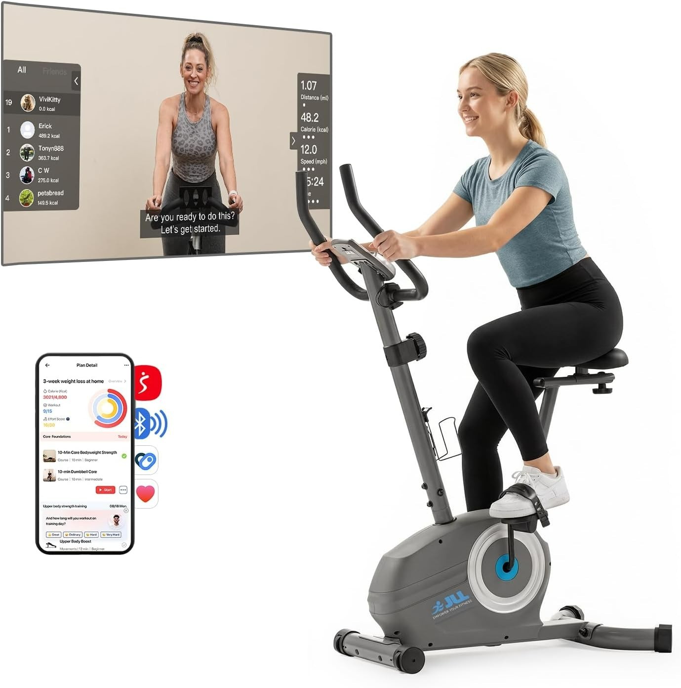 JLL Upright Exercise Bike Stationary Bike for Home Gym Magnetic Indoor Cycling
