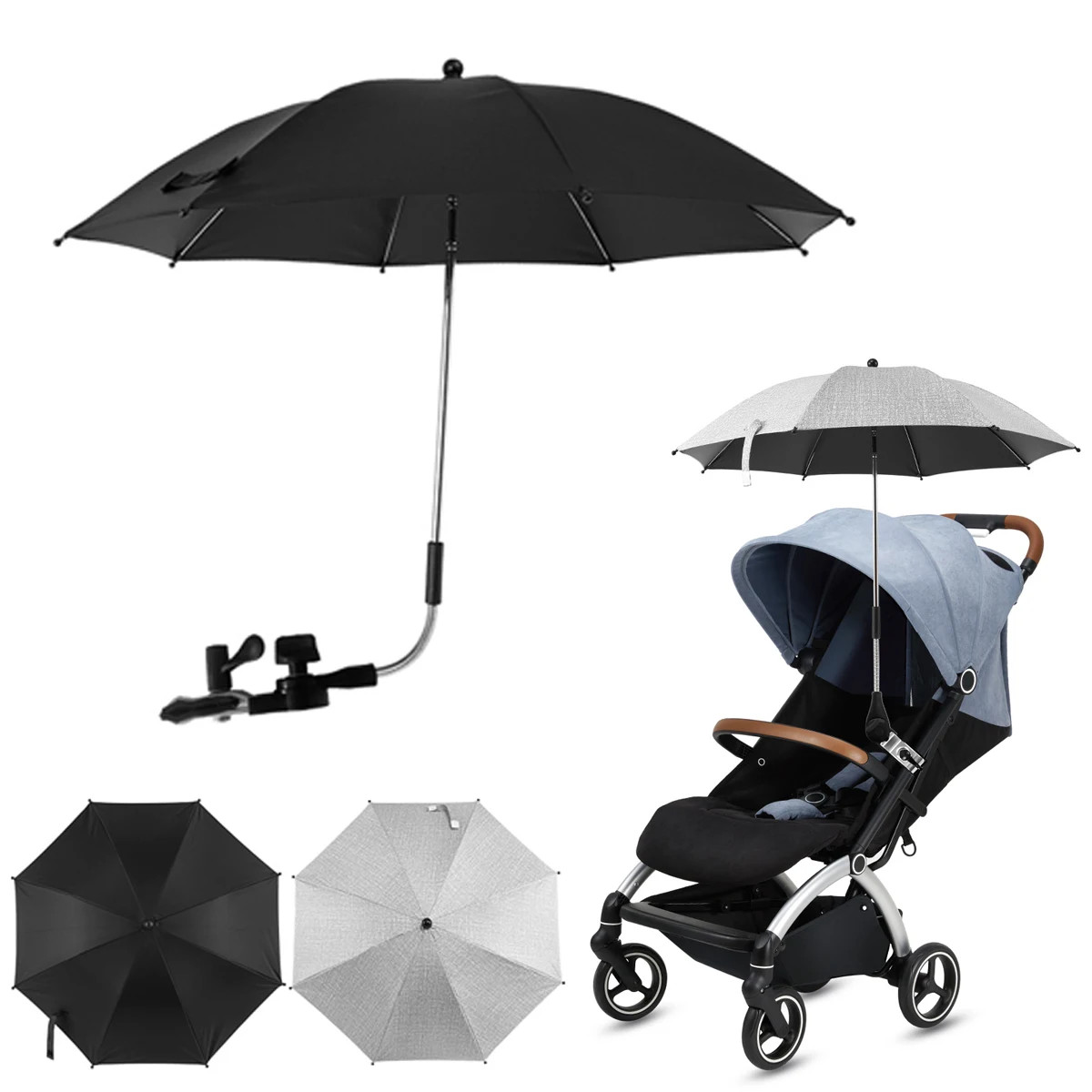 Beach Chair Umbrella UV Protection Baby Stroller Umbrella 360° Adjustable Chair