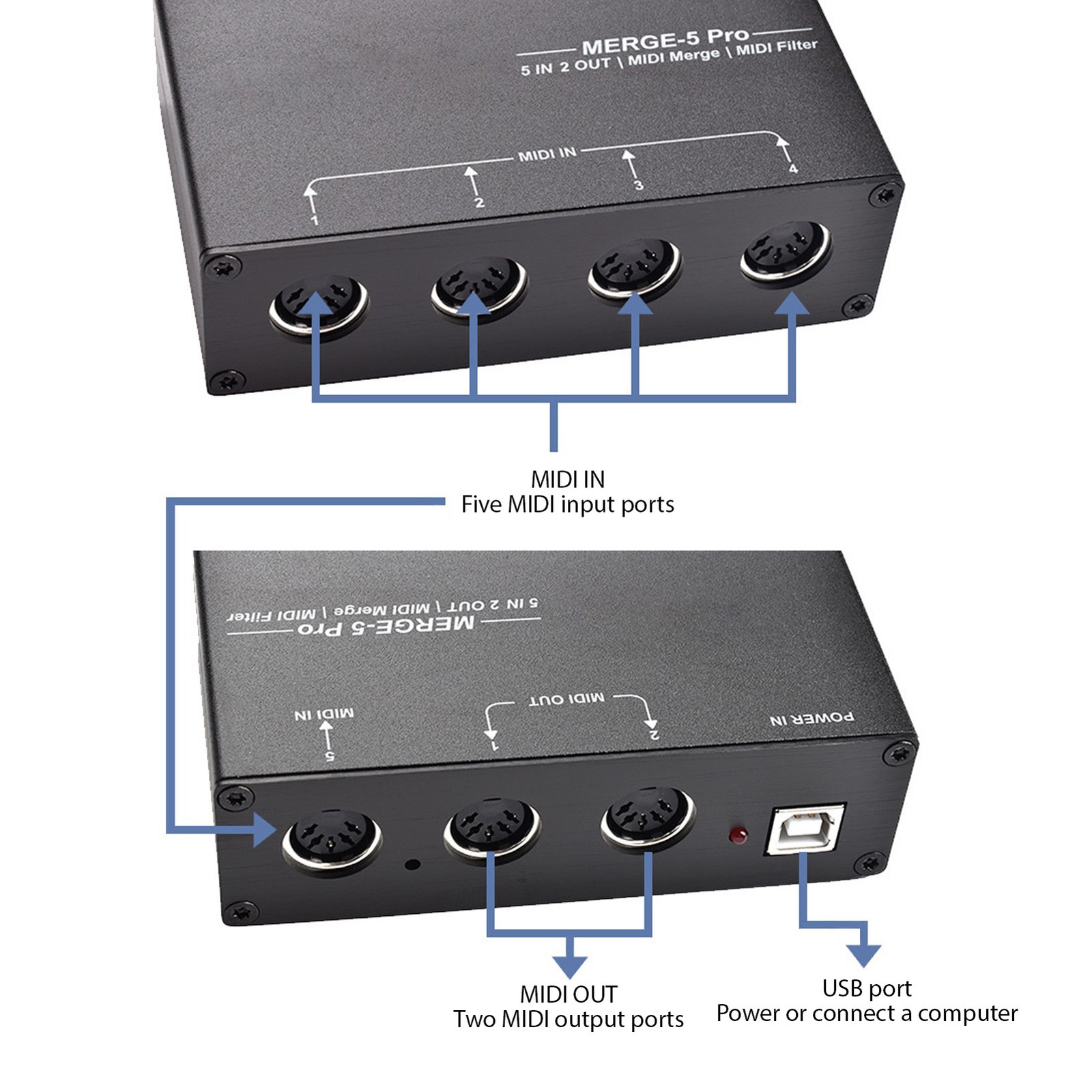 USB MIDI Host Box MIDI Splitter For MIDI Keyboard