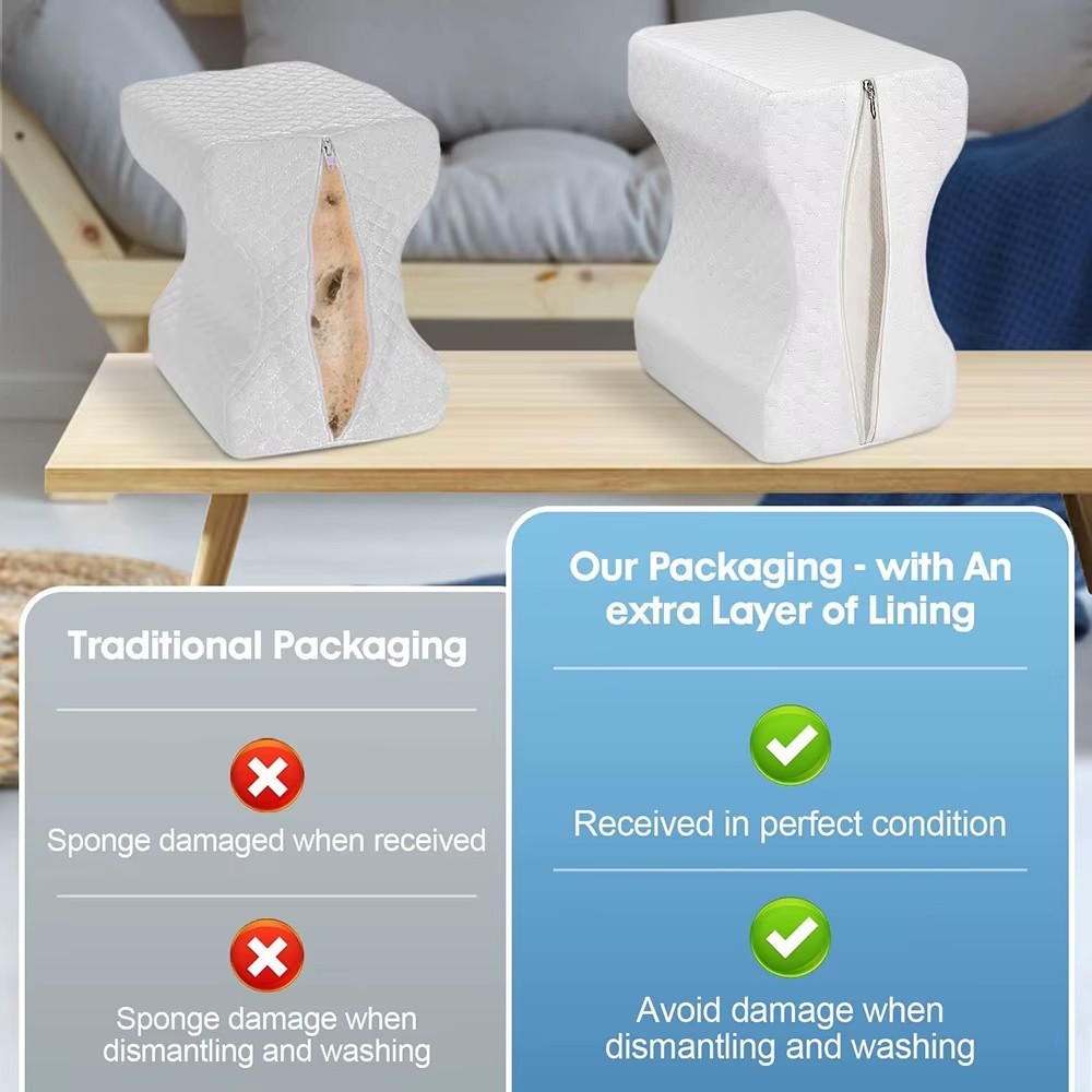 Knee Leg Pillow For Sleeping Cushion Support Between Legs Rest Memory Foam white