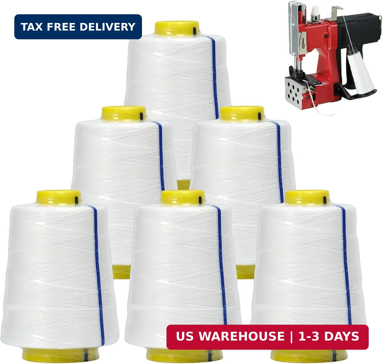 Commercial Bag Sewing Machine Thread, 6-Pack | 6-Ply Industrial Polyester Thread