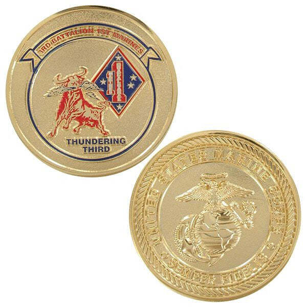 Marine Corps Third Battalion First Marines Thundering Third Genuine Coin 1-3/4"