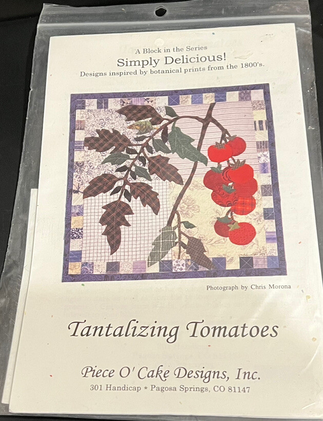 TANTALIZING TOMATOES Quilt Block 16" Pattern Fruit Botanical Prints 1800s