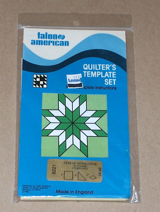 1988 Talon American "Star of Bethlehem" Plastic Quilter's / Quilt Template Set