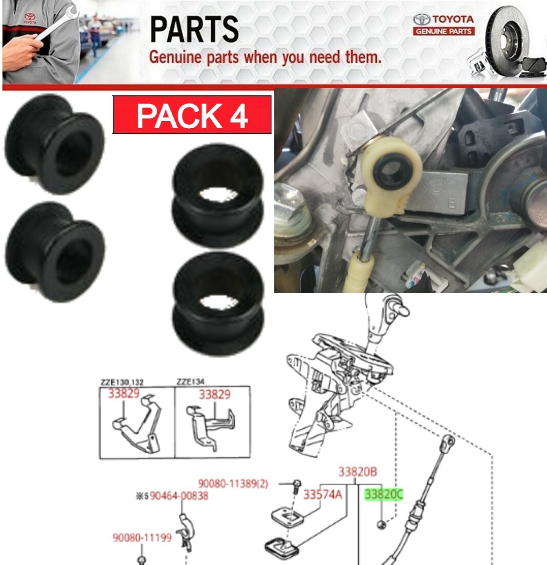4 Set OEM Genuine Toyota 03-08 Corolla Shifter Cable Bushing 33835-08010