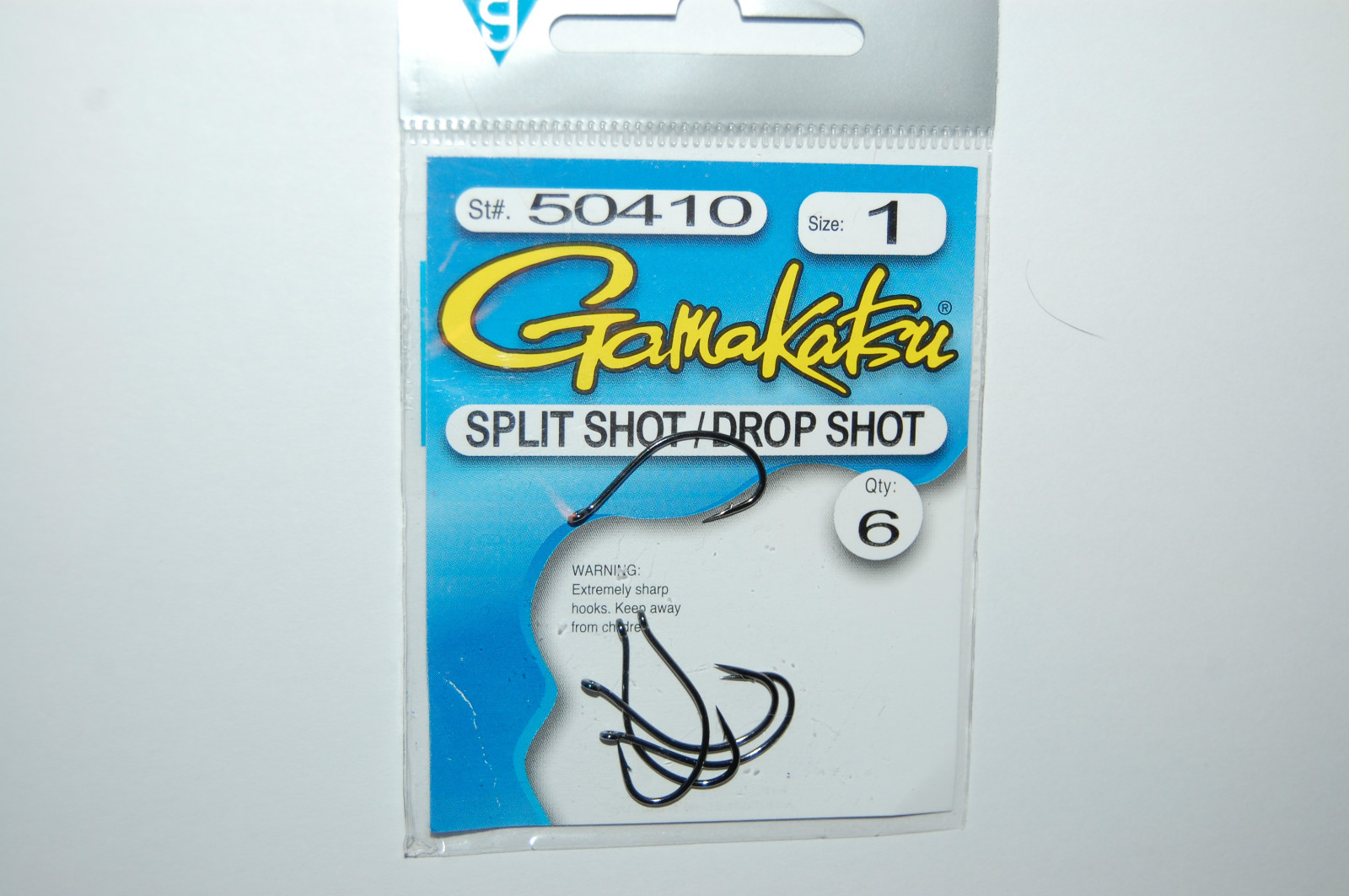 gamakatsu split shot drop shot hook size 1 japan hooks  6 per pack 50410