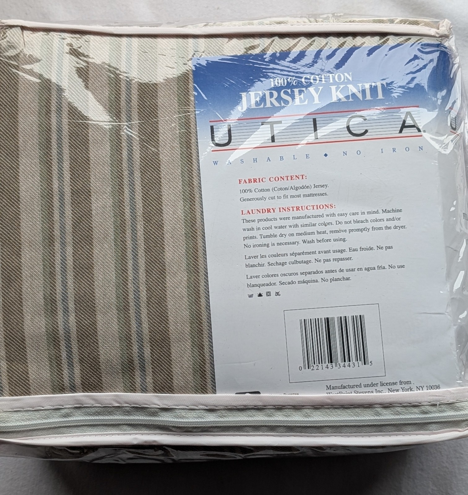 Utioa 100% cotton jersey knit full sheet set in a striped pattern