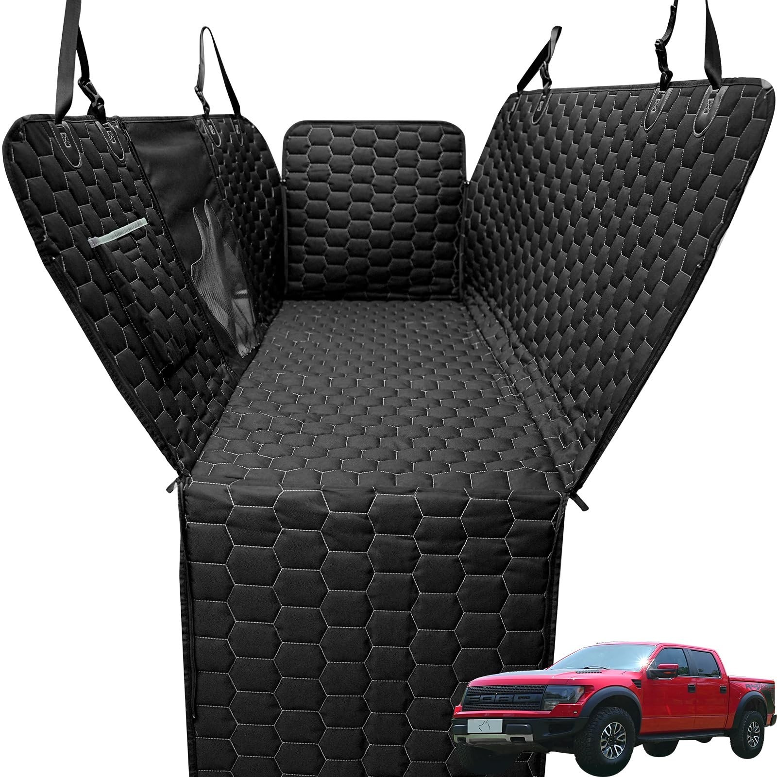 Dog Car Seat Cover for Trucks, Back Seat Pet Cover for Dogs F150 Ram 1500, Wa...