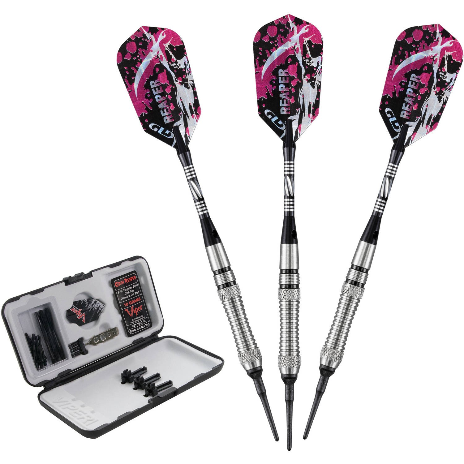 Viper Grim Reaper Tungsten Soft Tip Darts Grooved Barrel 18 Grams