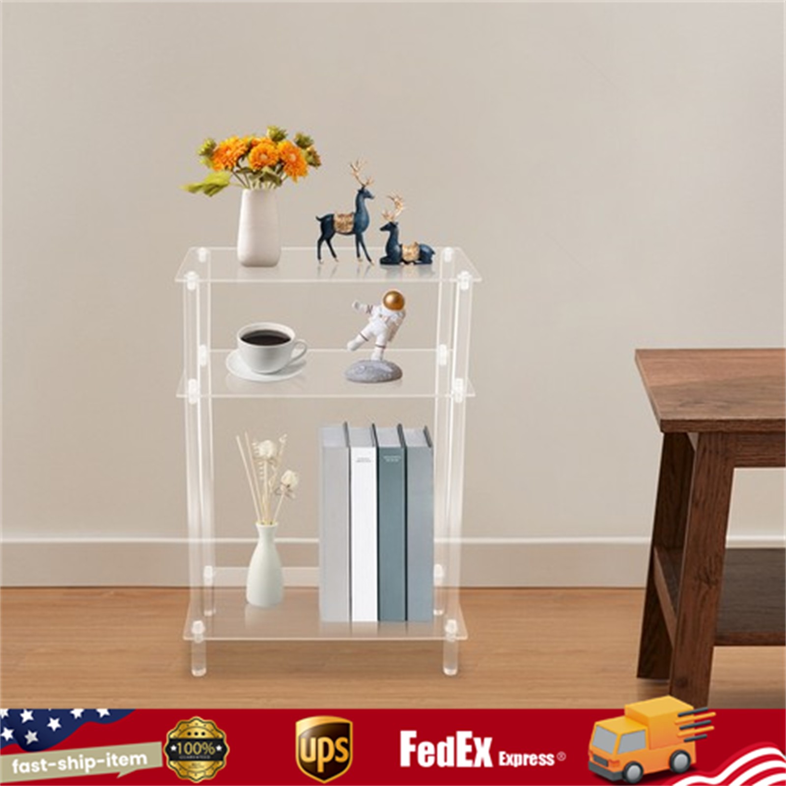 Acrylic Narrow Side Table，7" Wide Skinny Nightstand/Bedside，Slim Small End Table