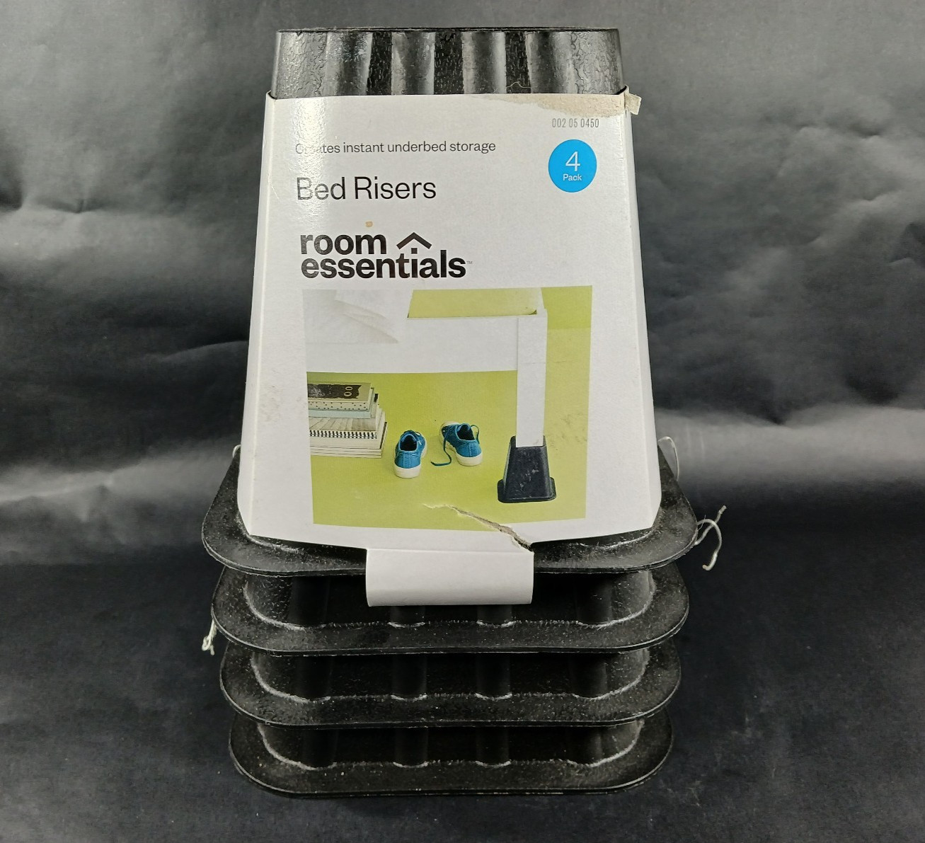 Room Essentials 4 Pack of 6” Plastic Black Bed Risers